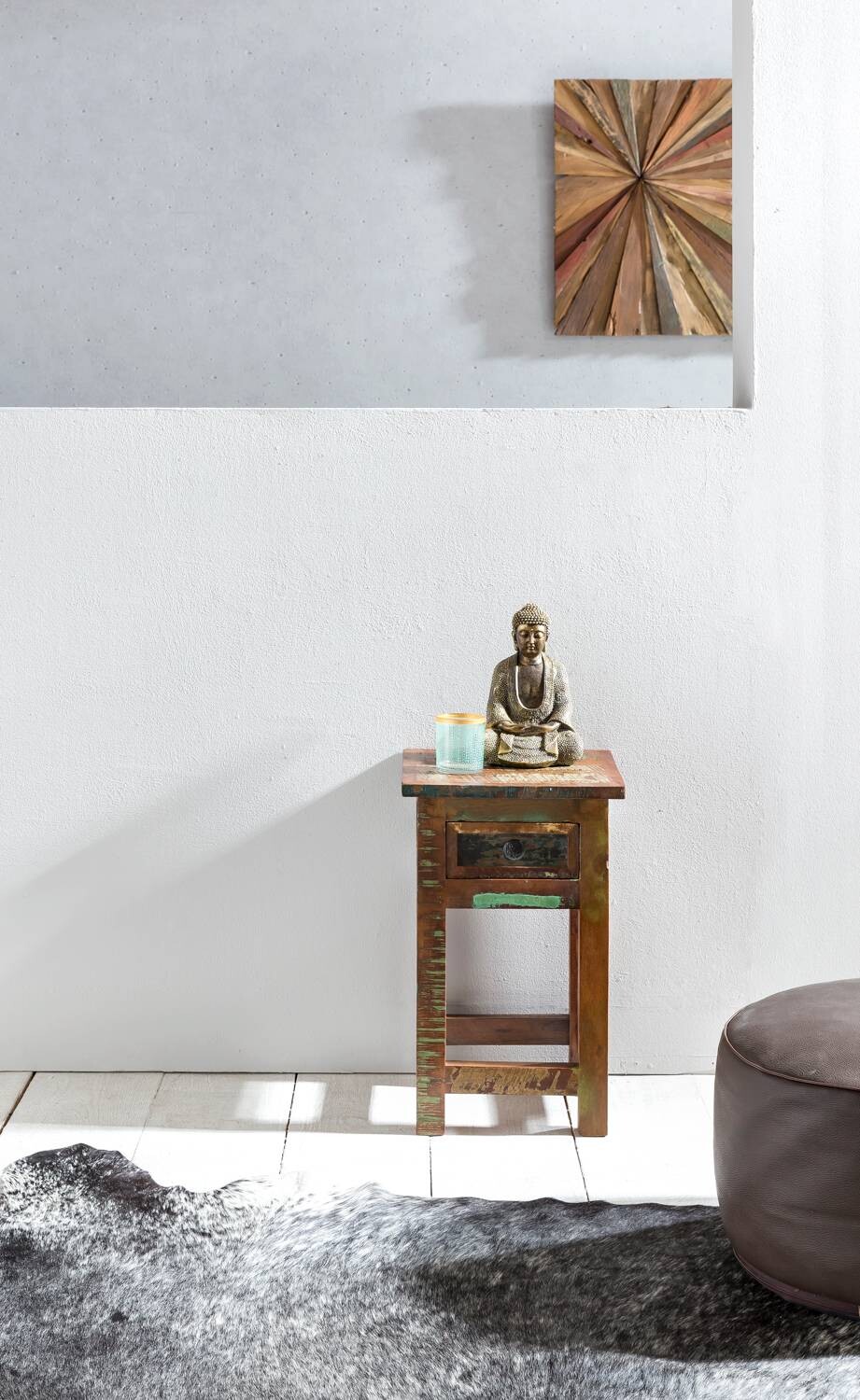 Beistelltisch braun Holz B/H/T: ca. 30x50x30 cm