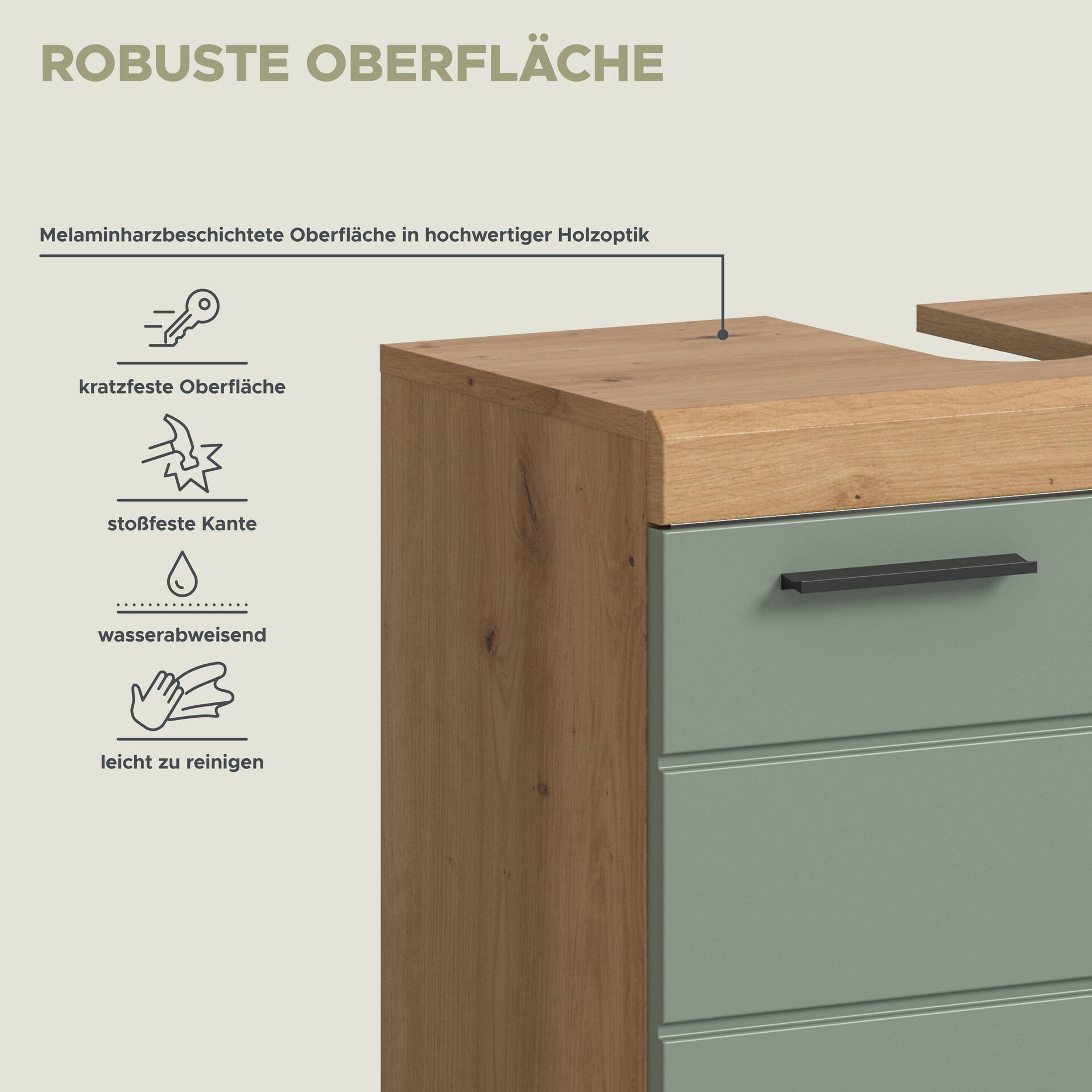Badezimmer-Set Scout Eiche Artisan Nachbildung salbei Nachbildung B/H/T: ca. 112x191x34 cm