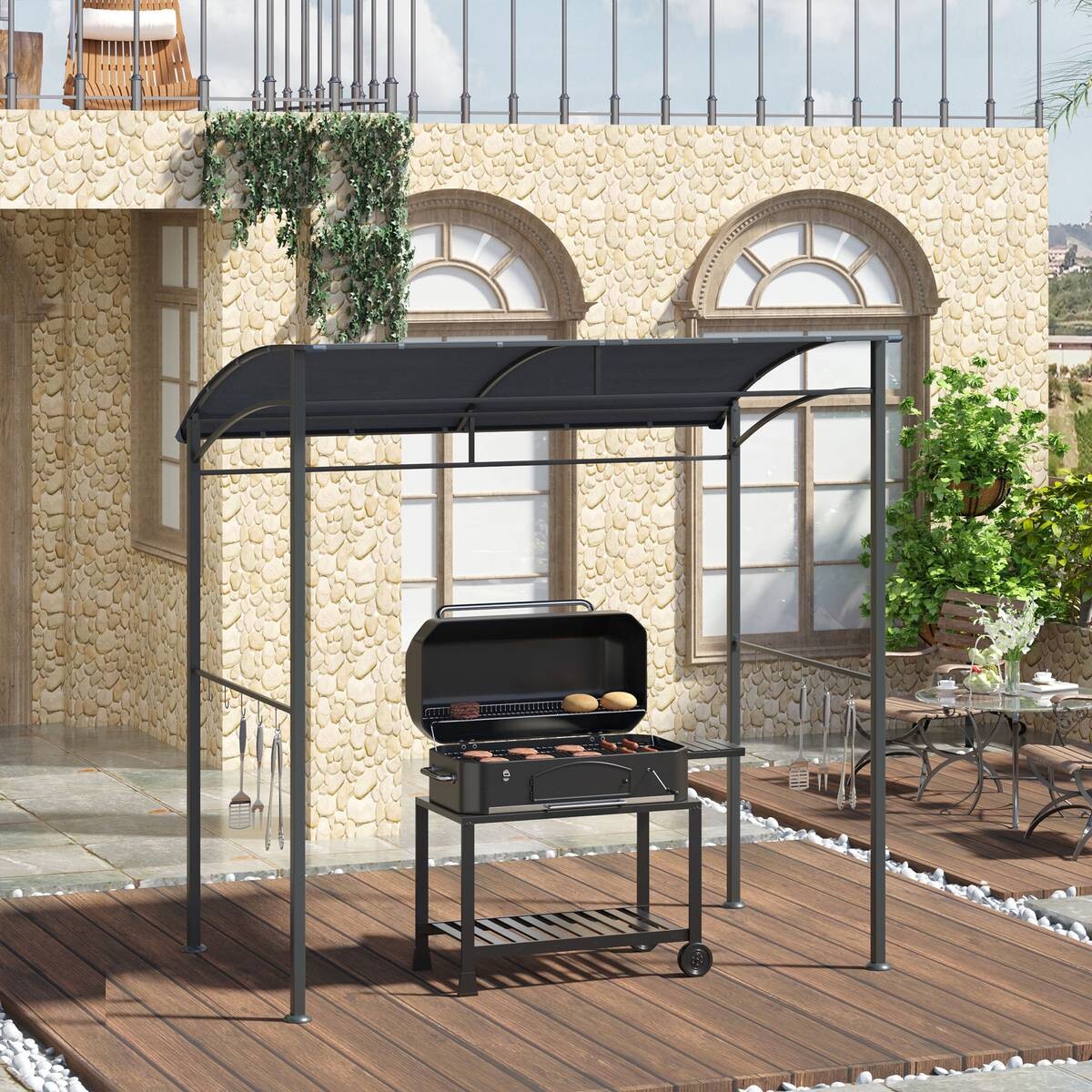 Outsunny Grillpavillon grau Polyester B/H/L: ca. 150x220x215 cm