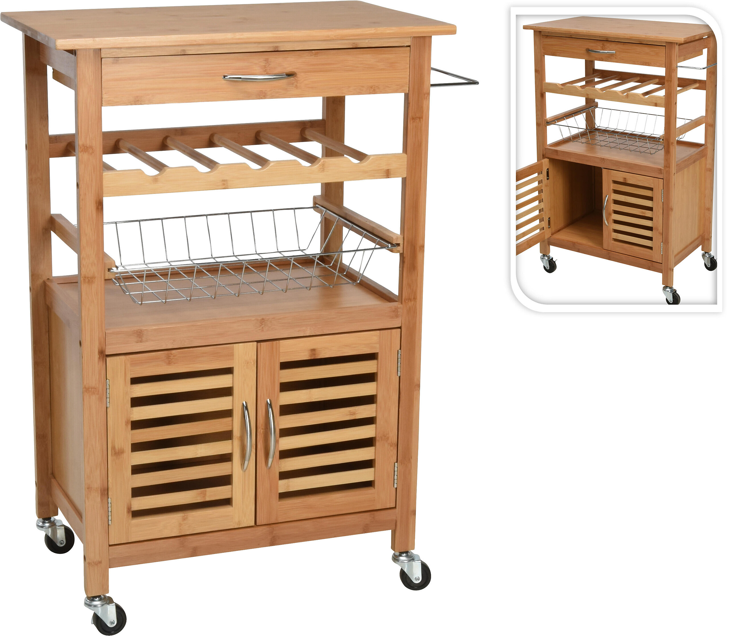 Küchentrolley mehrfarbig Bambus B/H/L: ca. 38x19,5x90 cm