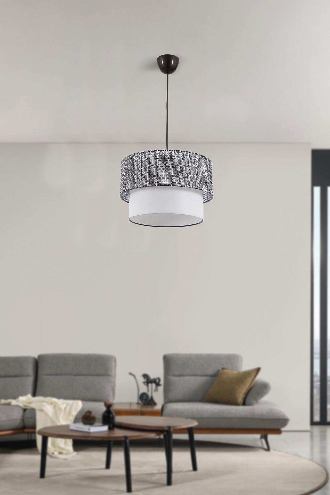 Opviq Pendelleuchte Coral grau weiß Baumwolle Metall B/H/T/L/D: ca. 30x70x30x30x30 cm E27 1 Brennstellen