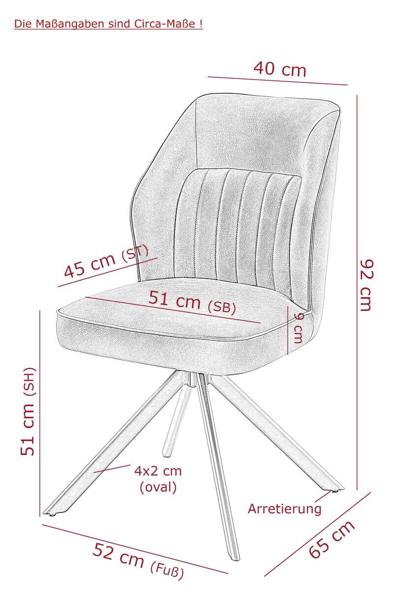 Stuhl Prizzi Cognac Kunstleder B/H/T: ca. 51x92x64 cm