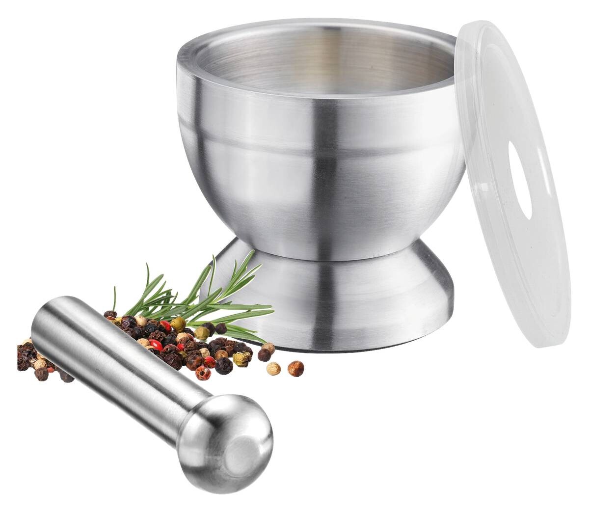 Westmark Mörser mit Deckel silber Edelstahl D: ca. 10 cm