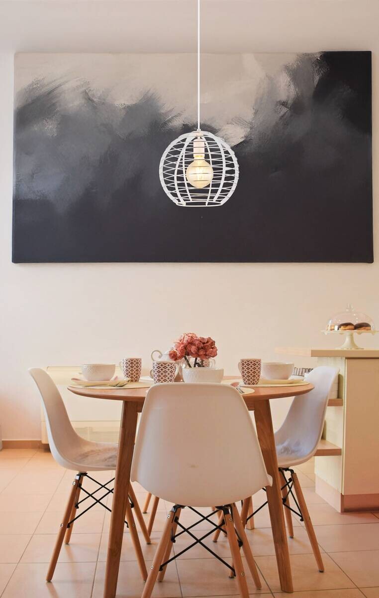 GLOBO Hängeleuchte Chrom weiß Metall Aluminium B/H/L: ca. 34x33x34 cm E27 1 Brennstellen