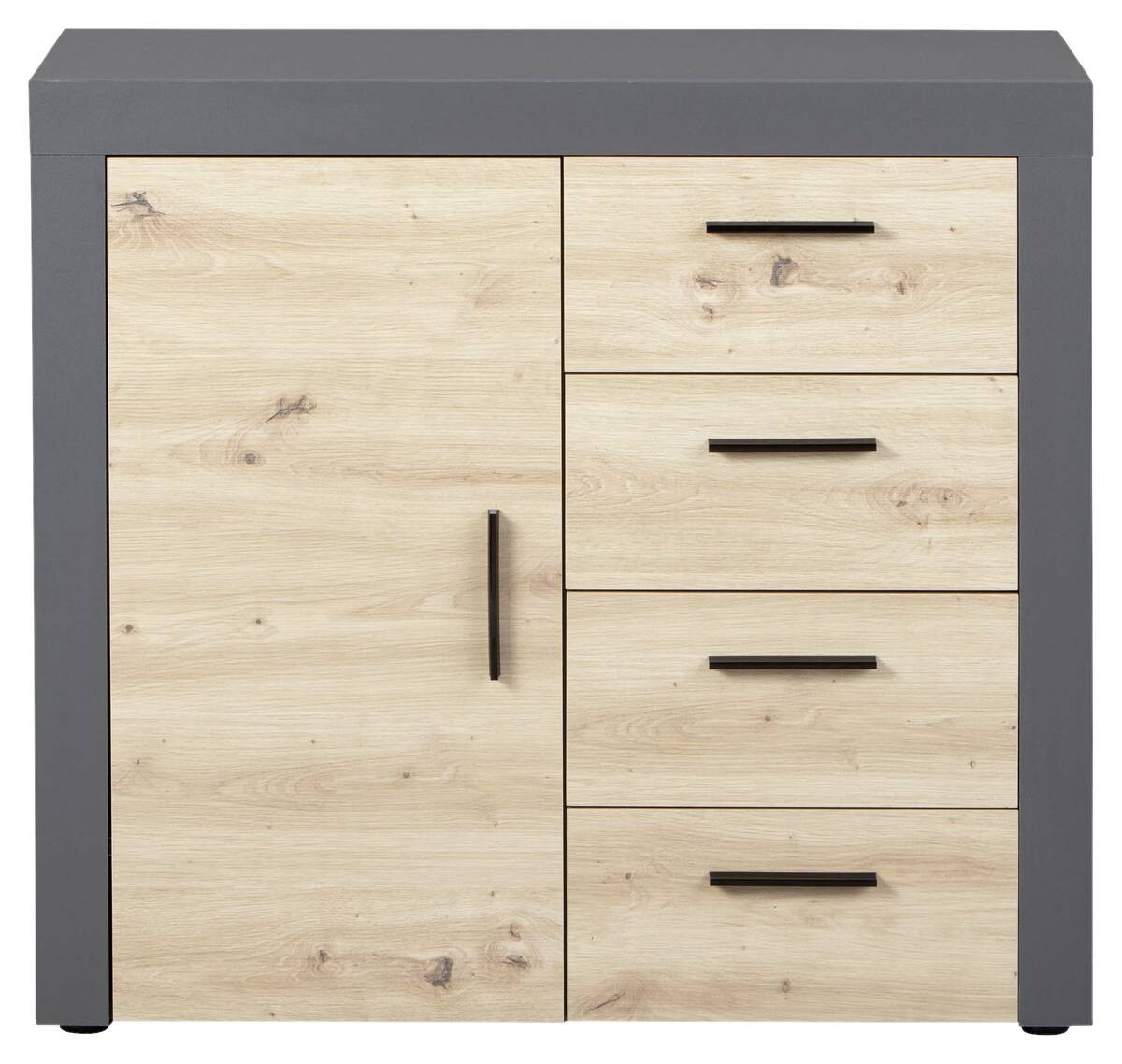 Kommode Corbeto 1T4S anthrazit Artisan Nachbildung B/H/T: ca. 94x86x40 cm