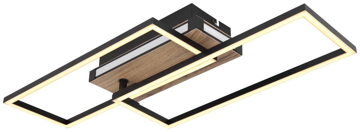 GLOBO LED-Deckenleuchte 67299D dunkelbraun mattschwarz Kunststoff MDF Metall B/H/T: ca. 49x10x60 cm