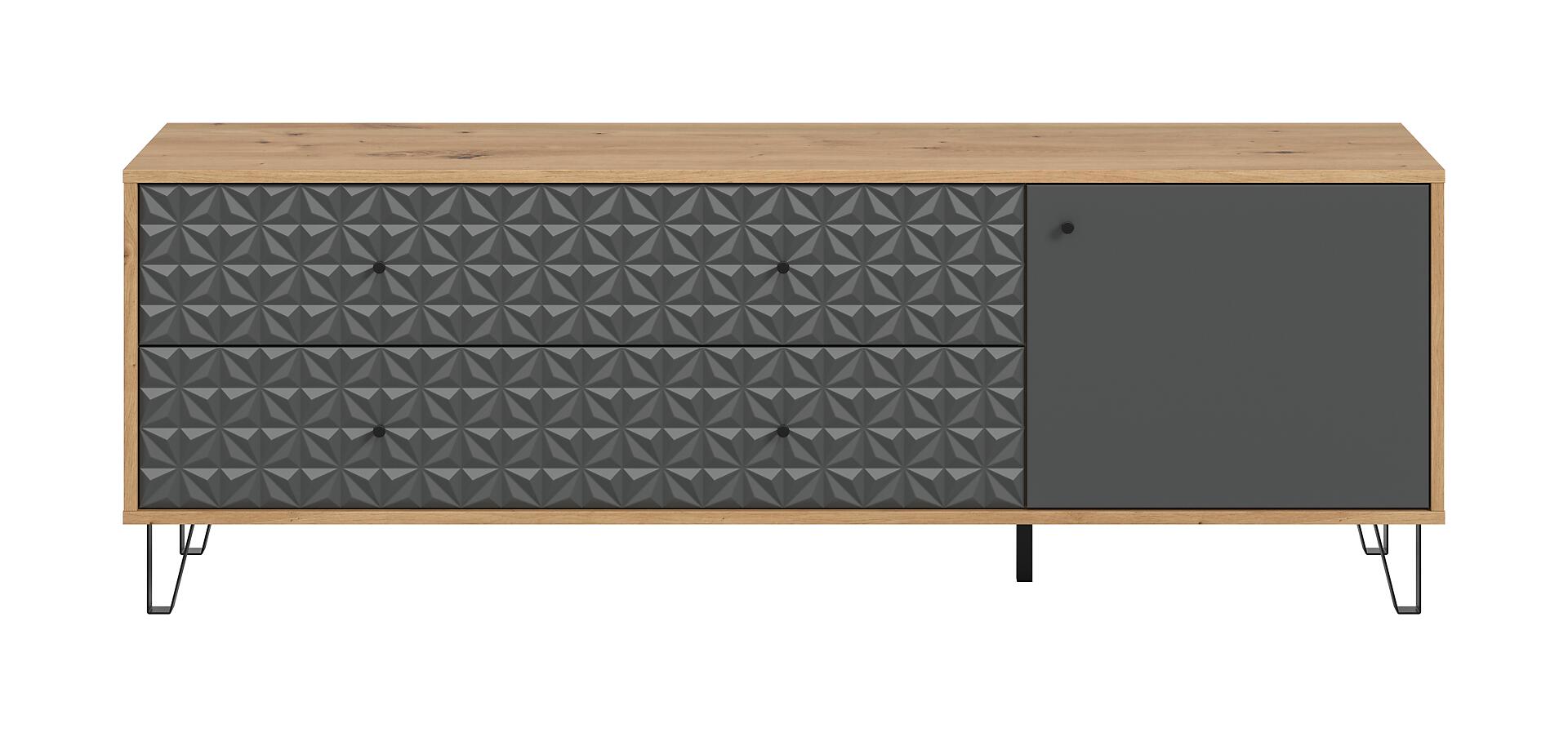 Lowboard PRISMA Artisan Oak Nachbildung anthrazit matt B/H/T: ca. 164x56x40 cm Lowboard PRISMA Artisan Oak Nachbildung anthrazit matt B/H/T: ca. 164x56x40 cm