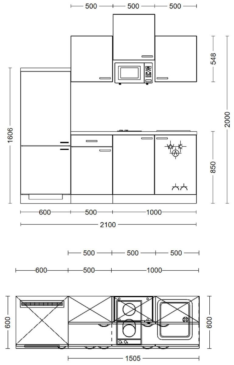 Küchenblock Samoa weiß B/H/T: ca. 210x226x60 cm