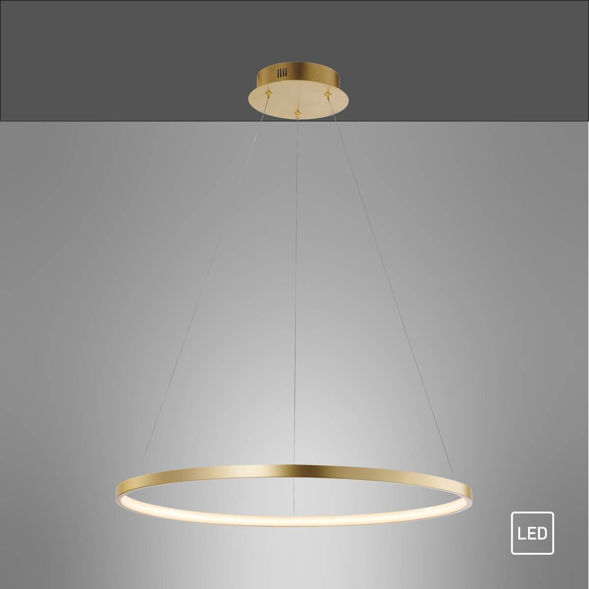 Just Light LED-Pendelleuchte CIRCLE 11524-12 weiß gold Kunststoff Metall H/D: ca. 120x60 cm 1.0 Brennstellen