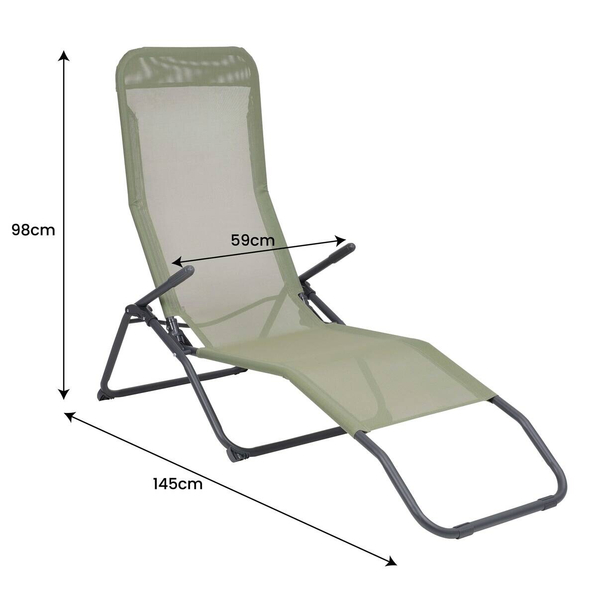 POCOline Wellnessliege salbei Textilene B/H/L: ca. 59x98x145 cm