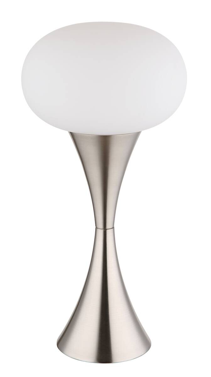 GLOBO Tischleuchte nickel matt Opal Metall Glas H/D: ca. 36,9x18 cm E14 1 Brennstellen
