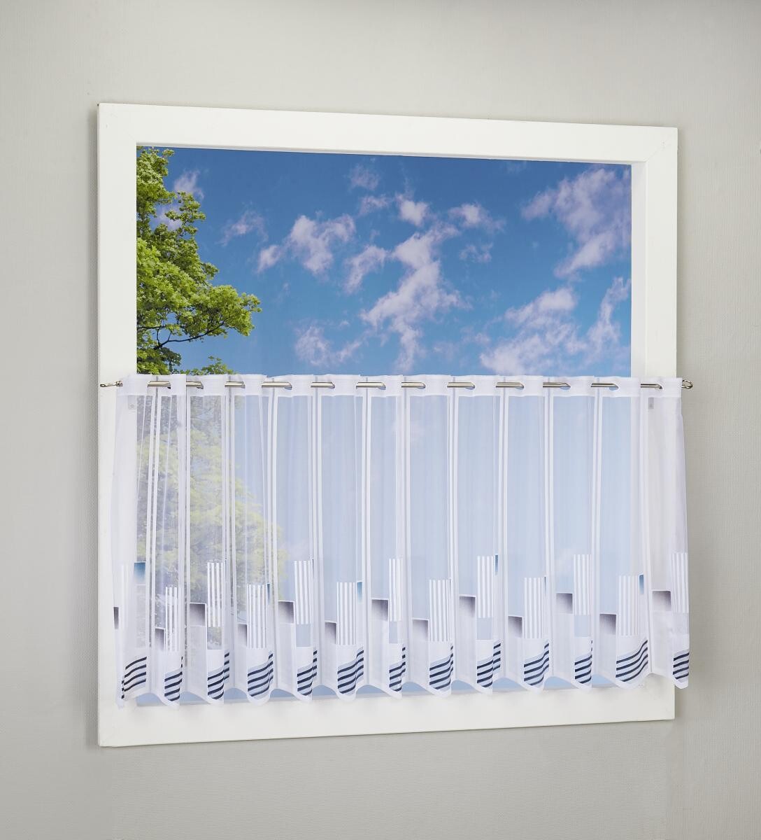 Scheibengardinen-Meterware blau H: ca. 60 cm