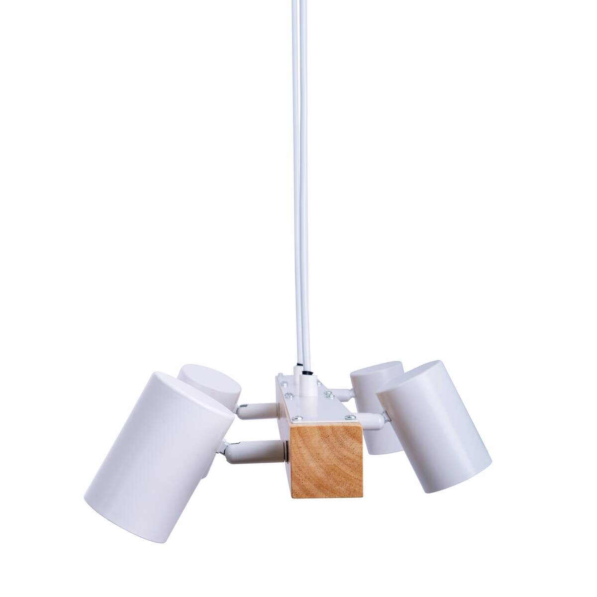 Näve Leuchten Pendelleuchte 7094523 weiß Metall Holz B/H/T: ca. 24x120x80 cm GU10 4 Brennstellen