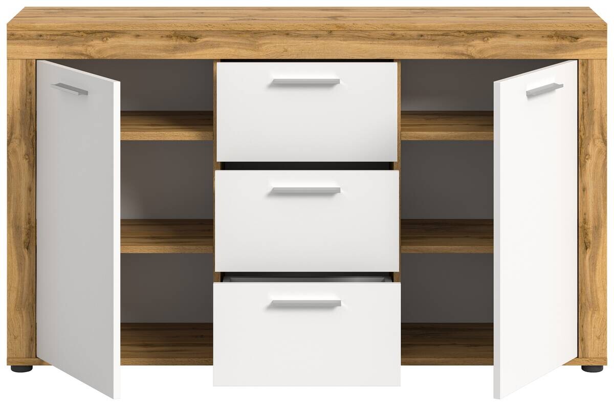 Sideboard Jam Eiche Wotan Nachbildung weiß B/H/T: ca. 125x80x35 cm