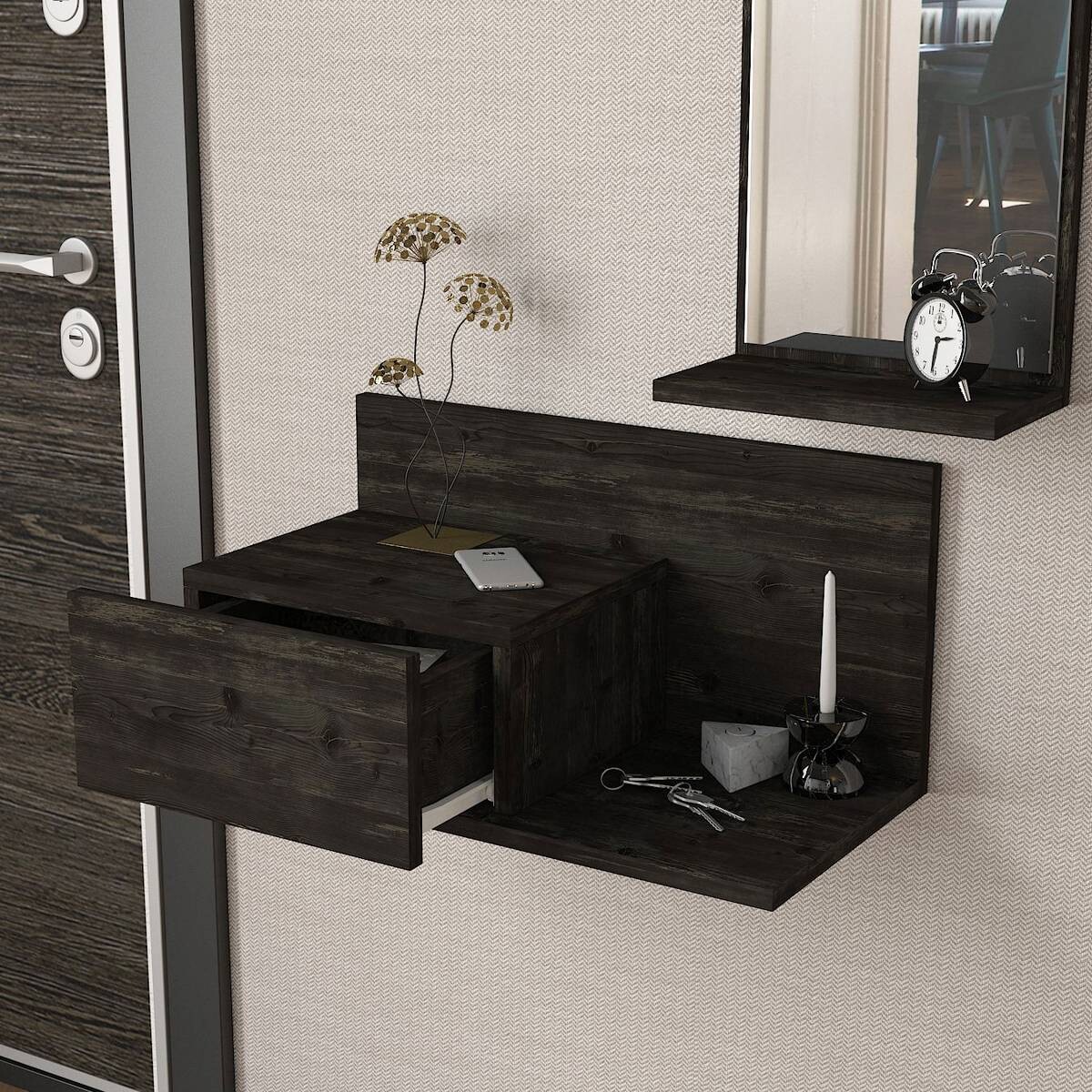 Konsolentisch Drax dunkelgrau Spanplatte B/H/T: ca. 60x29,5x30 cm