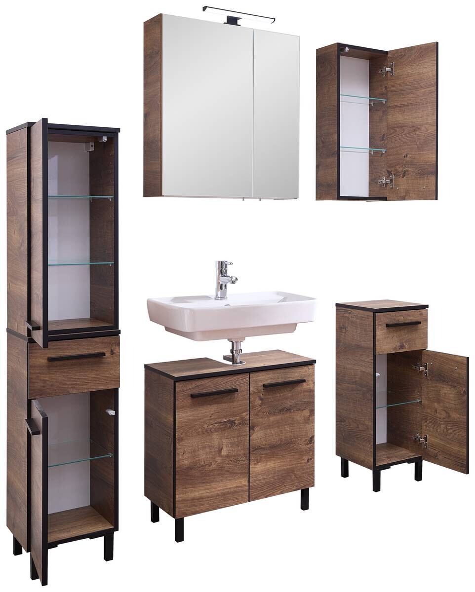 Badezimmer-Set Quickset 374 Eiche Ribeck Nachbildung B/H/T: ca. 120x200x33 cm