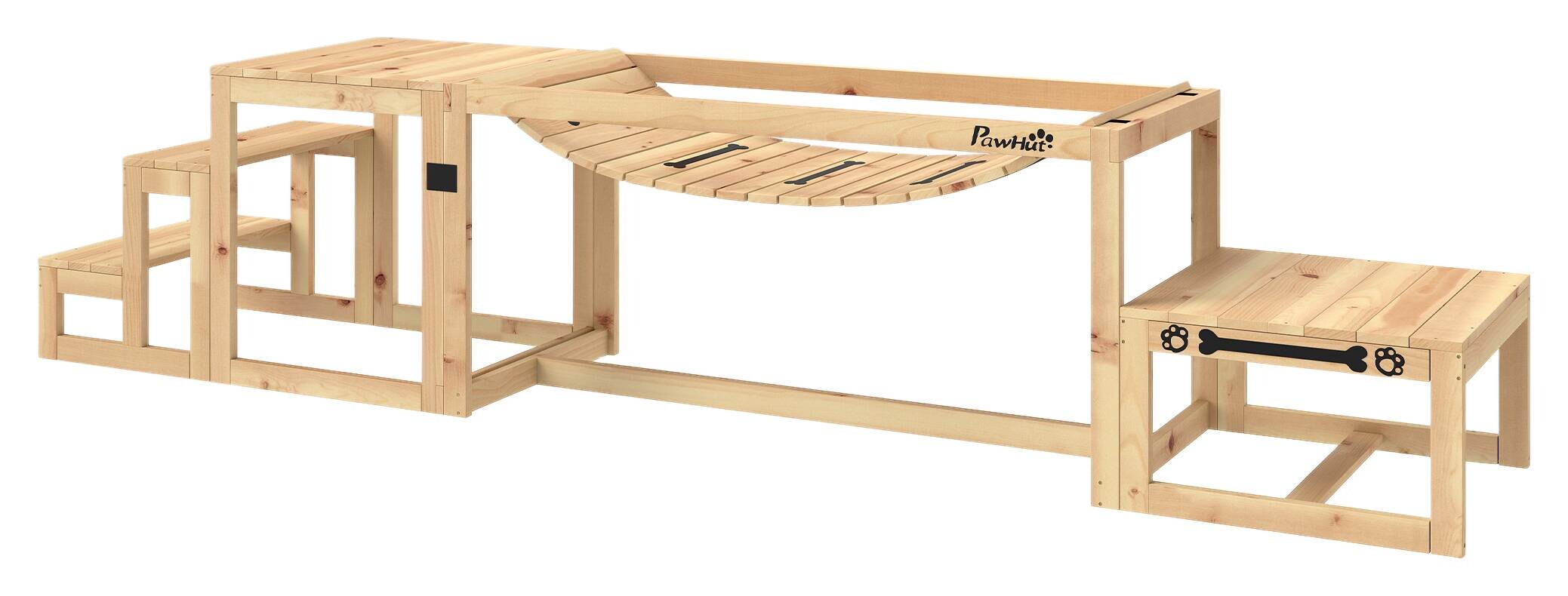 PawHut Hunde Agility Set Holzoptik Holz B/H/L: ca. 50x56x120 cm