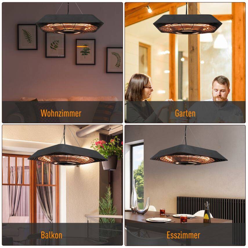 Outsunny Deckenheizstrahler 842-136V90 schwarz B/H/T: ca. 45x10x45 cm