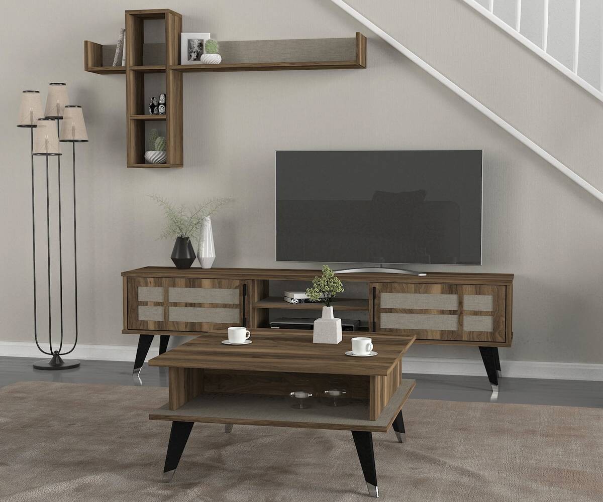 Couchtisch Logan walnuss Nachbildung grau B/H/T: ca. 72x38x72 cm