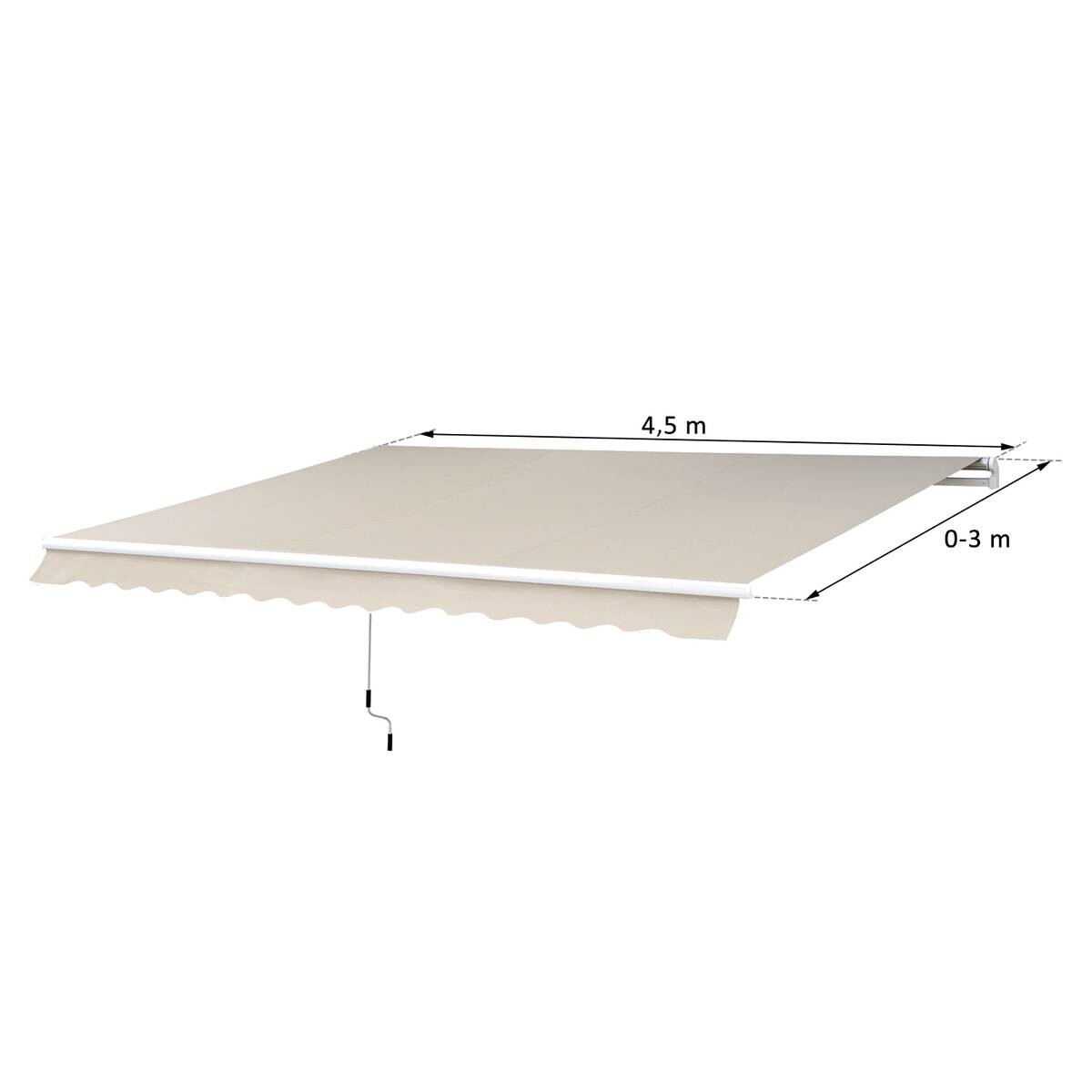 Outsunny Alu-Gelenkarmmarkise creme B/H/L: ca. 450x0,3x300 cm