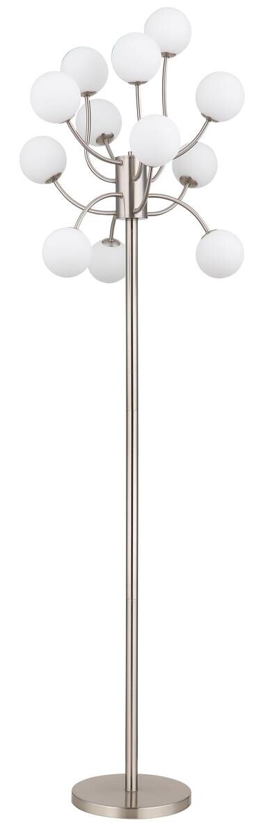 GLOBO Stehleuchte schwarz nickel matt Opal Metall Glas Kunststoff H/D: ca. 200x62 cm G9 12 Brennstellen