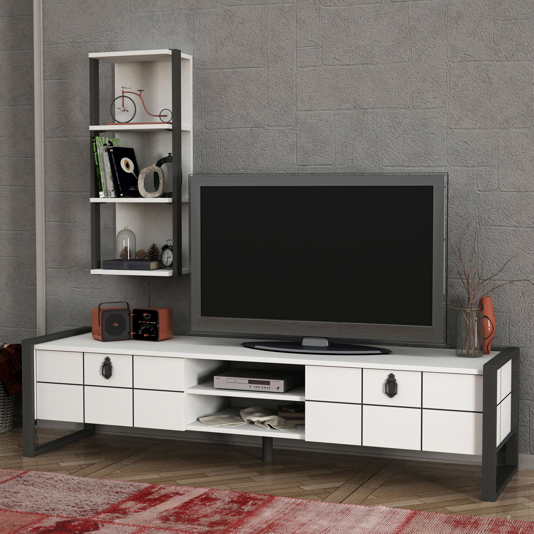 Wohnwand Lost weiß B/H/T: ca. 184,5x45x34 cm