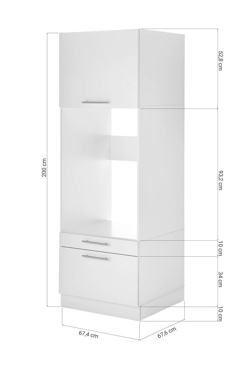 Respekta Waschmaschinenschrank Clara weiß matt B/H/T: ca. 67,4x200x67,6 cm