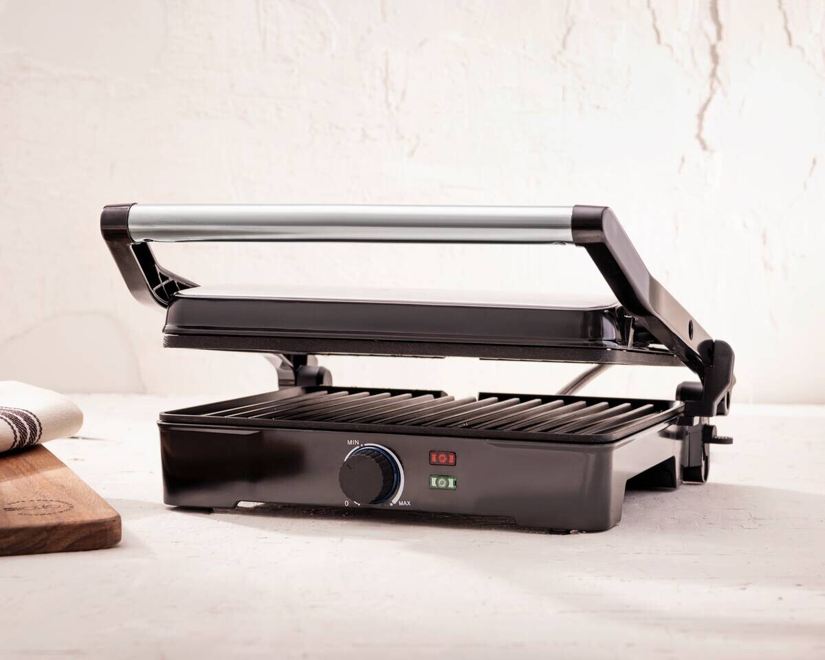 BERGNER Kontaktgrill silber B/H/L: ca. 15x37x38 cm