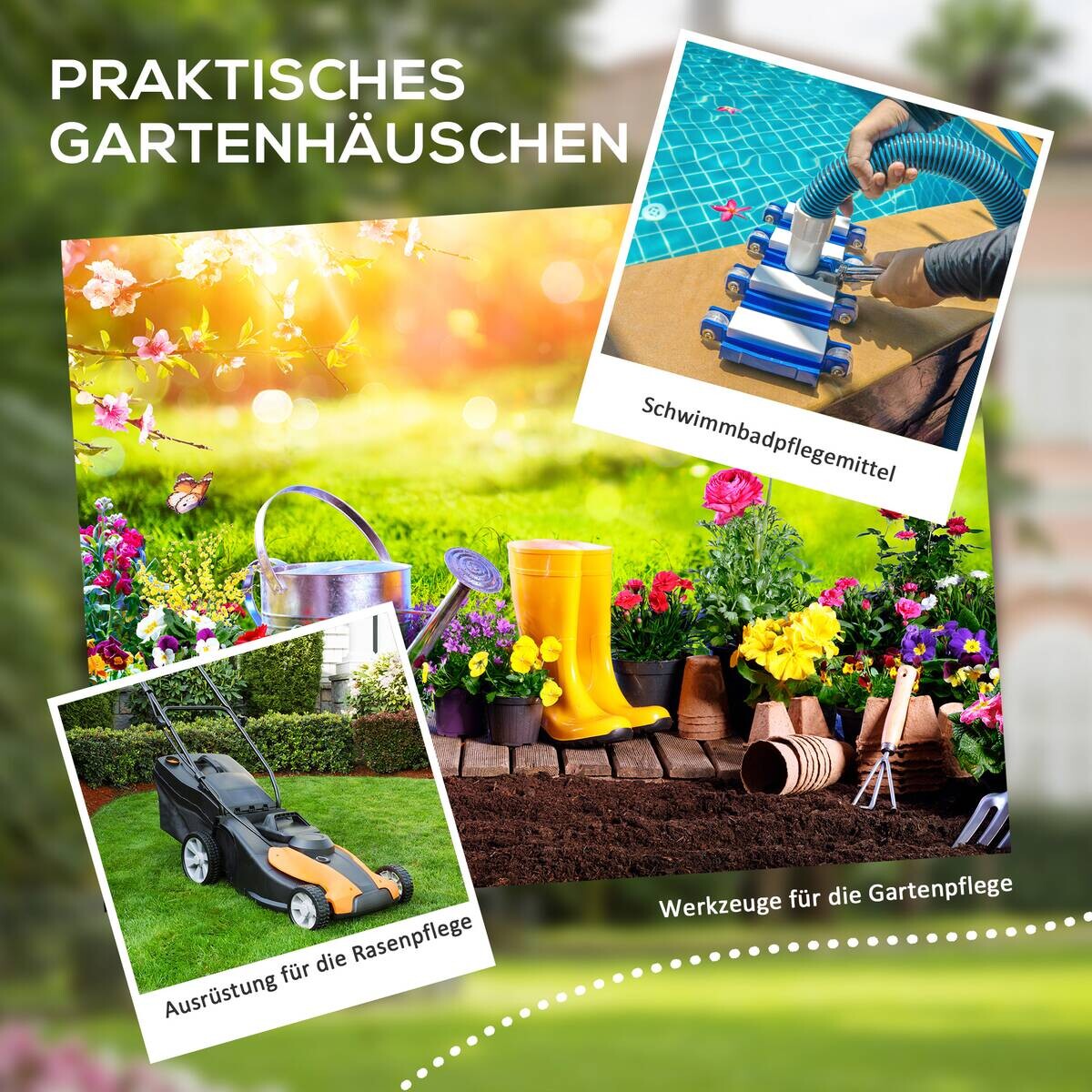 Outsunny Gartenschuppen grau Kunststoff B/H/L: ca. 134x210x183 cm