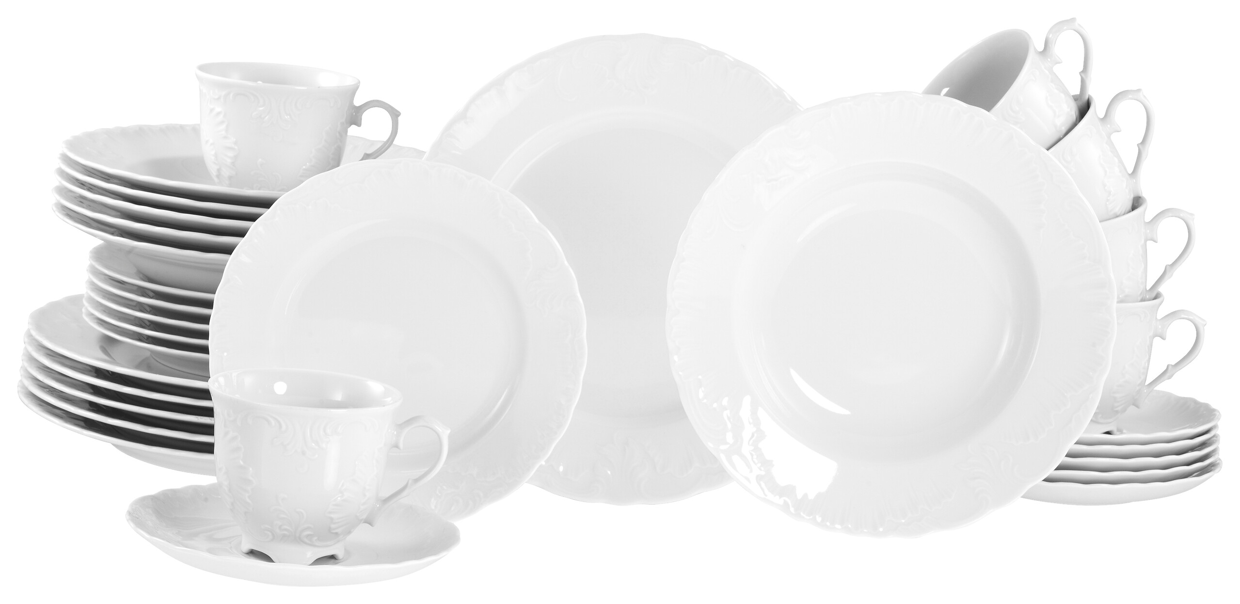 CreaTable Kombiservice Rokoko weiß Porzellan 30 tlg.