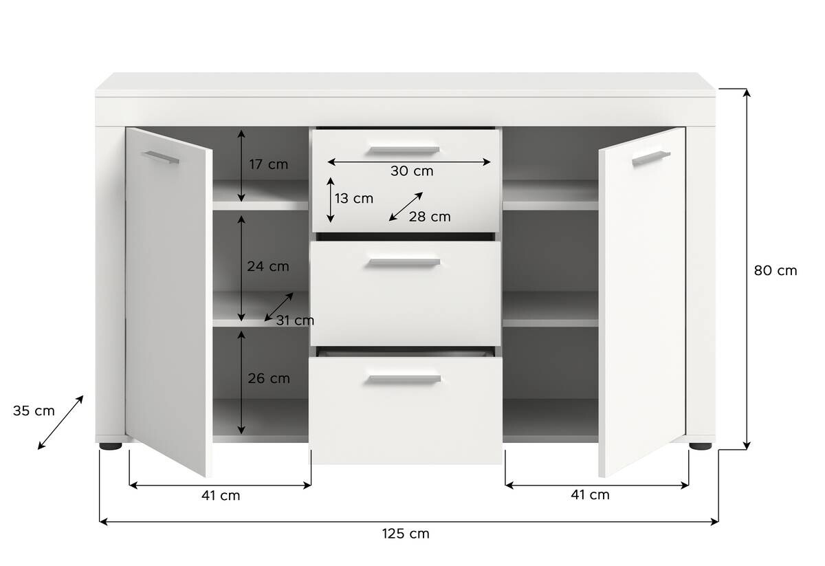 Sideboard Jam weiß B/H/T: ca. 125x80x35 cm