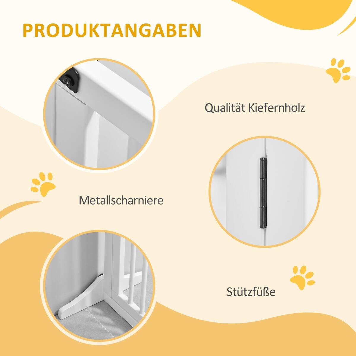 PawHut Schutzgitter weiß Edelstahl B/H/L: ca. 36x166x71 cm