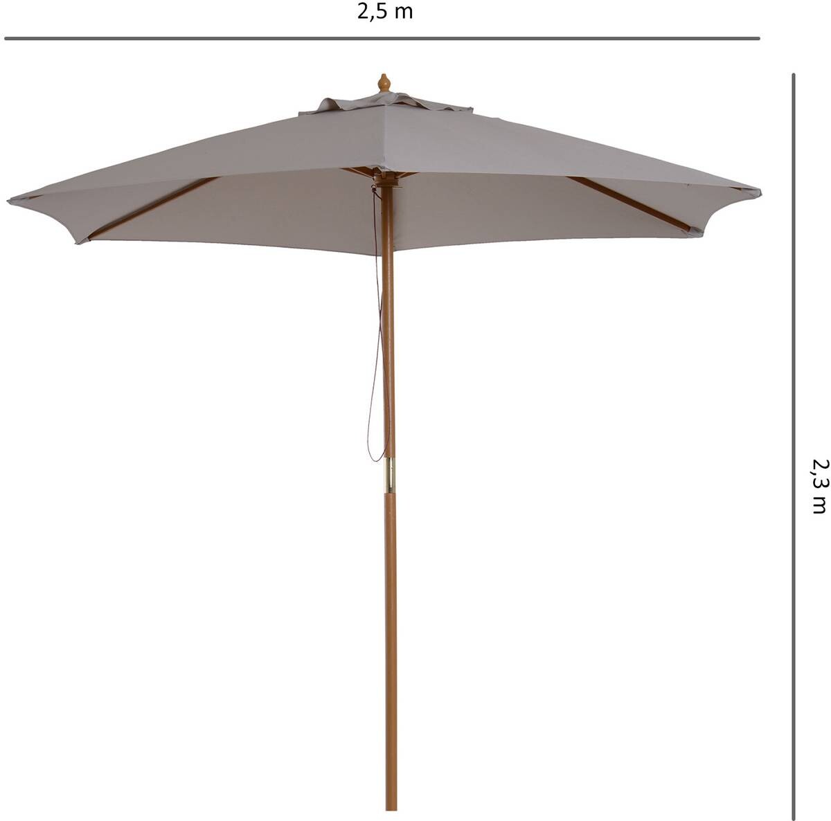 Outsunny Sonnenschirm grau Bambus H/D: ca. 230x250 cm