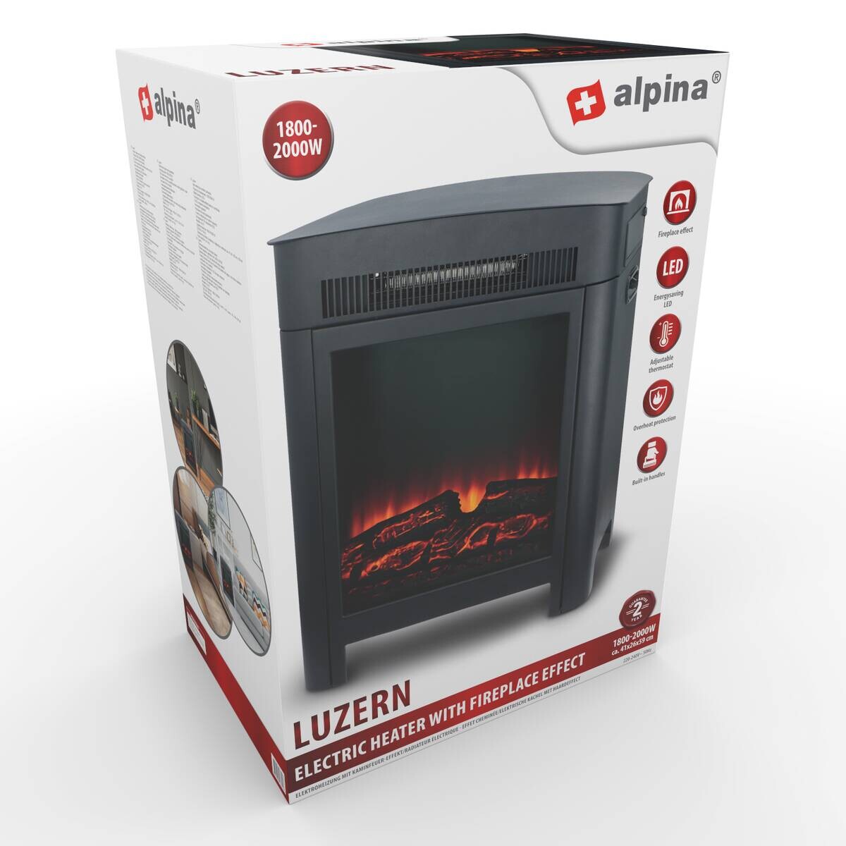 alpina Elektrokamin schwarz Metall B/H/T: ca. 59x41x26 cm ca. 1800 W