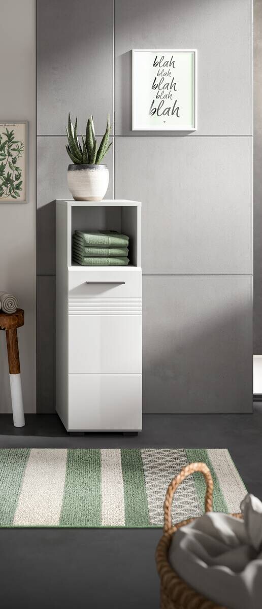 Schrank Copa hellgrau weiß Hochglanz B/H/T: ca. 30x95x30 cm