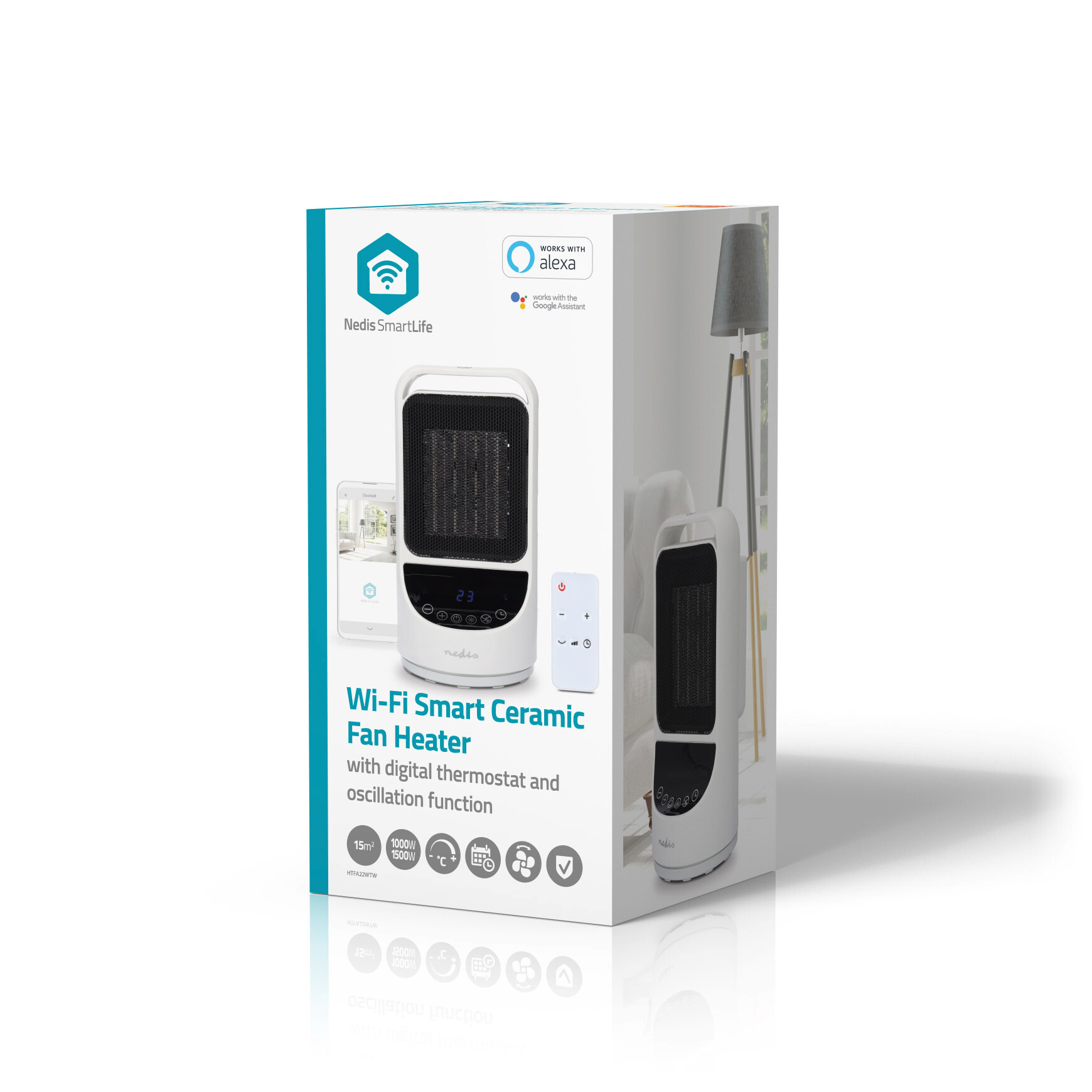 Nedis Heizlüfter weiß Kunststoff B/H/L: ca. 16x27,8x15 cm ca. 1500 W