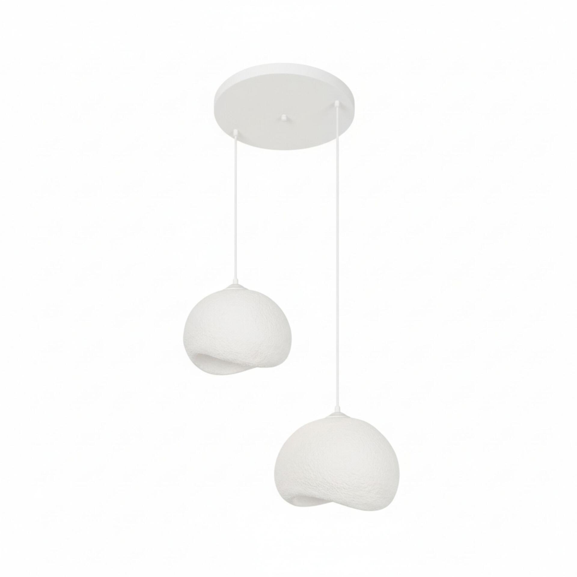 Opviq Pendelleuchte Yontu-15852-A weiß Metall Polyester-Mischgewebe B/H/L: ca. 29x120x34 cm E27 2 Brennstellen