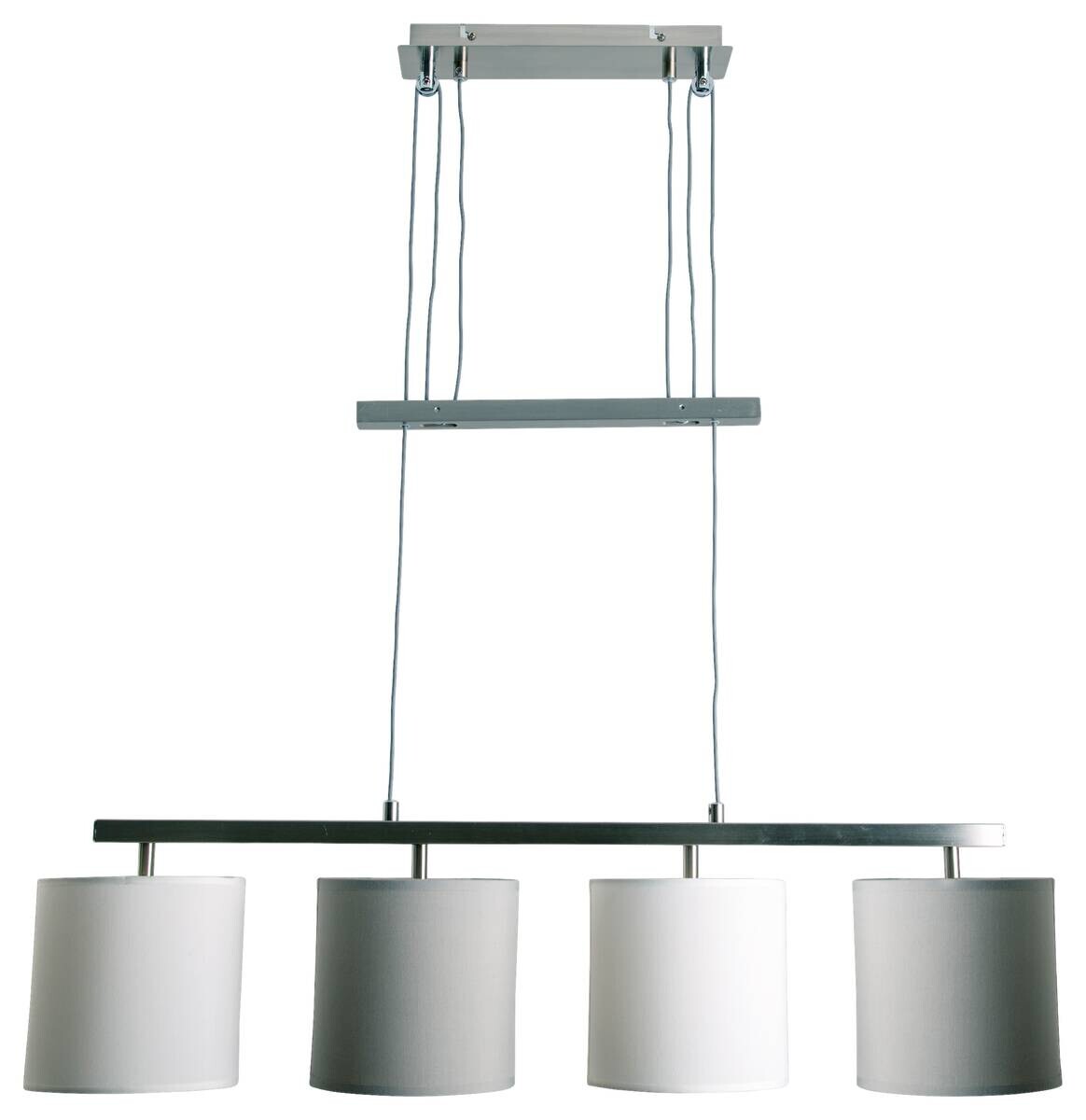 Näve Leuchten Pendelleuchte 7090516 grau Metall Kunststoff Textil B/H/T: ca. 15x116x86 cm E27 4 Brennstellen