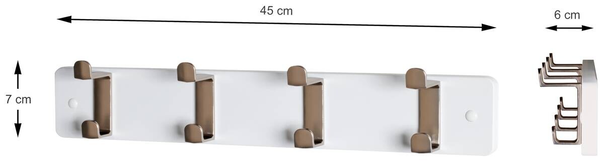 Garderobenleiste weiß Metall B/H/T: ca. 45x7x6 cm