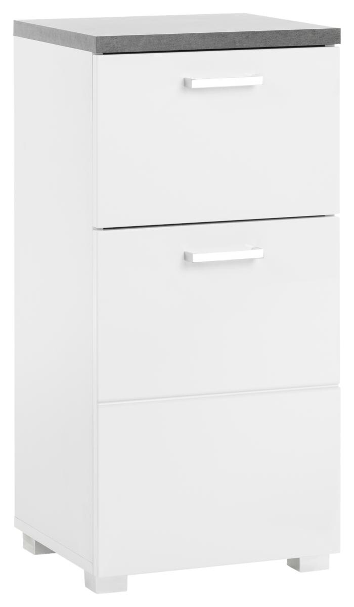 Badkommode Praya Dark Concret Nachbildung weiß Hochglanz B/H/T: ca. 36x73x32 cm