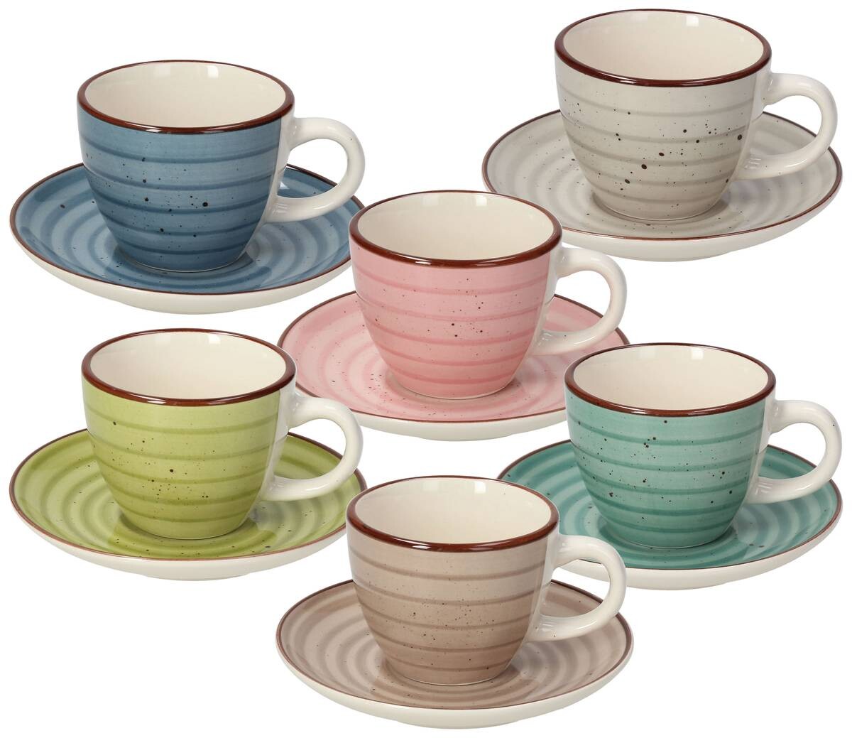 TOGNANA Kaffeetassenset Louise Urban Pastel multicolor Porzellan 12 tlg.