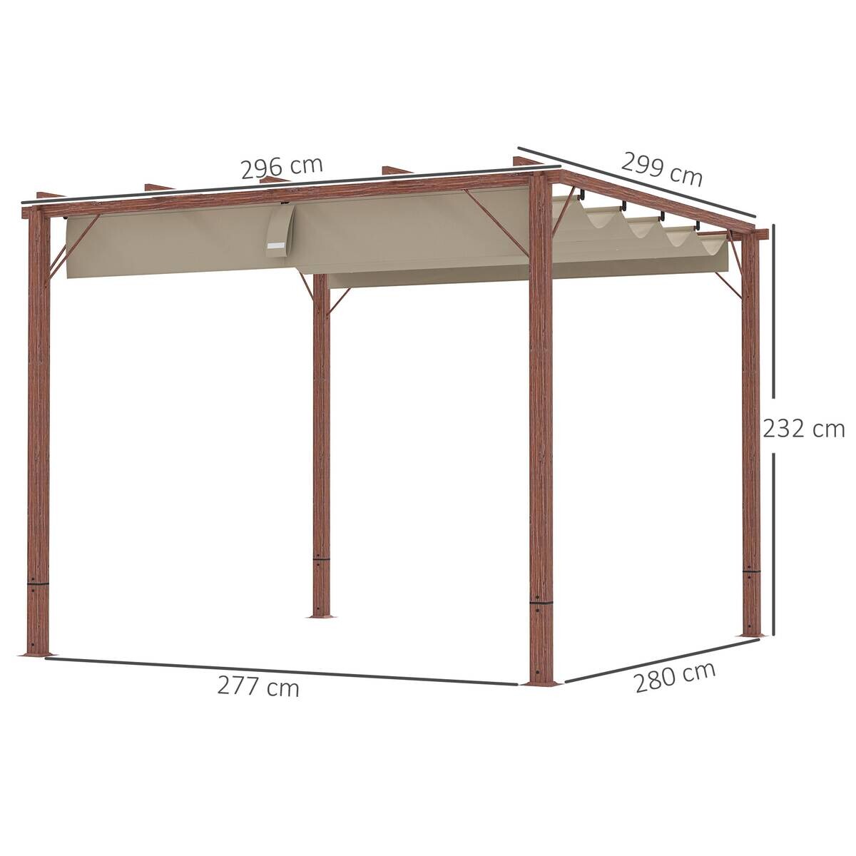 Outsunny Pergola natur Aluminium B/H/L: ca. 296x232x299 cm