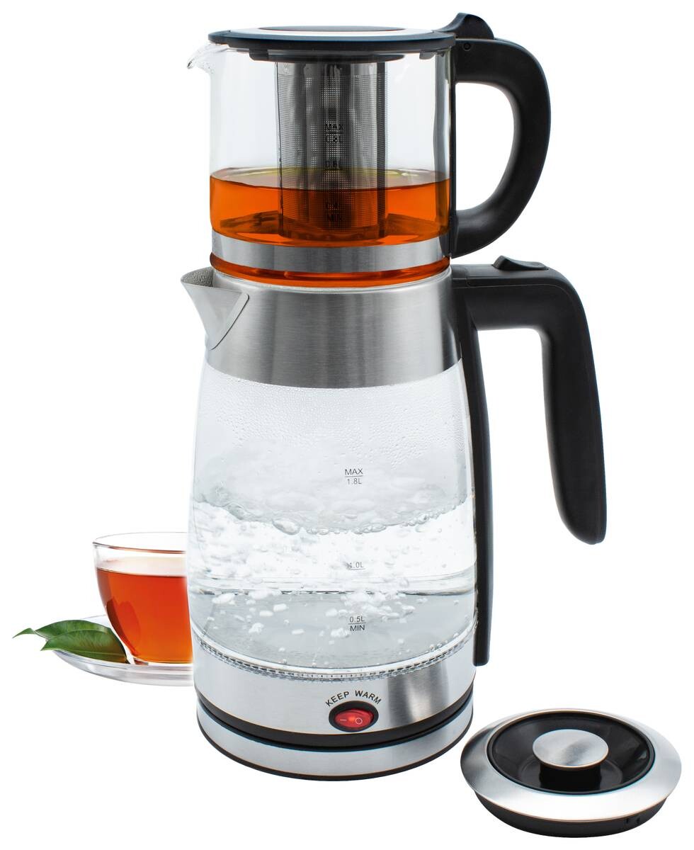 SCHÄFER Teekocher 74268 transparent Glas Stahl ca. 2,6 l