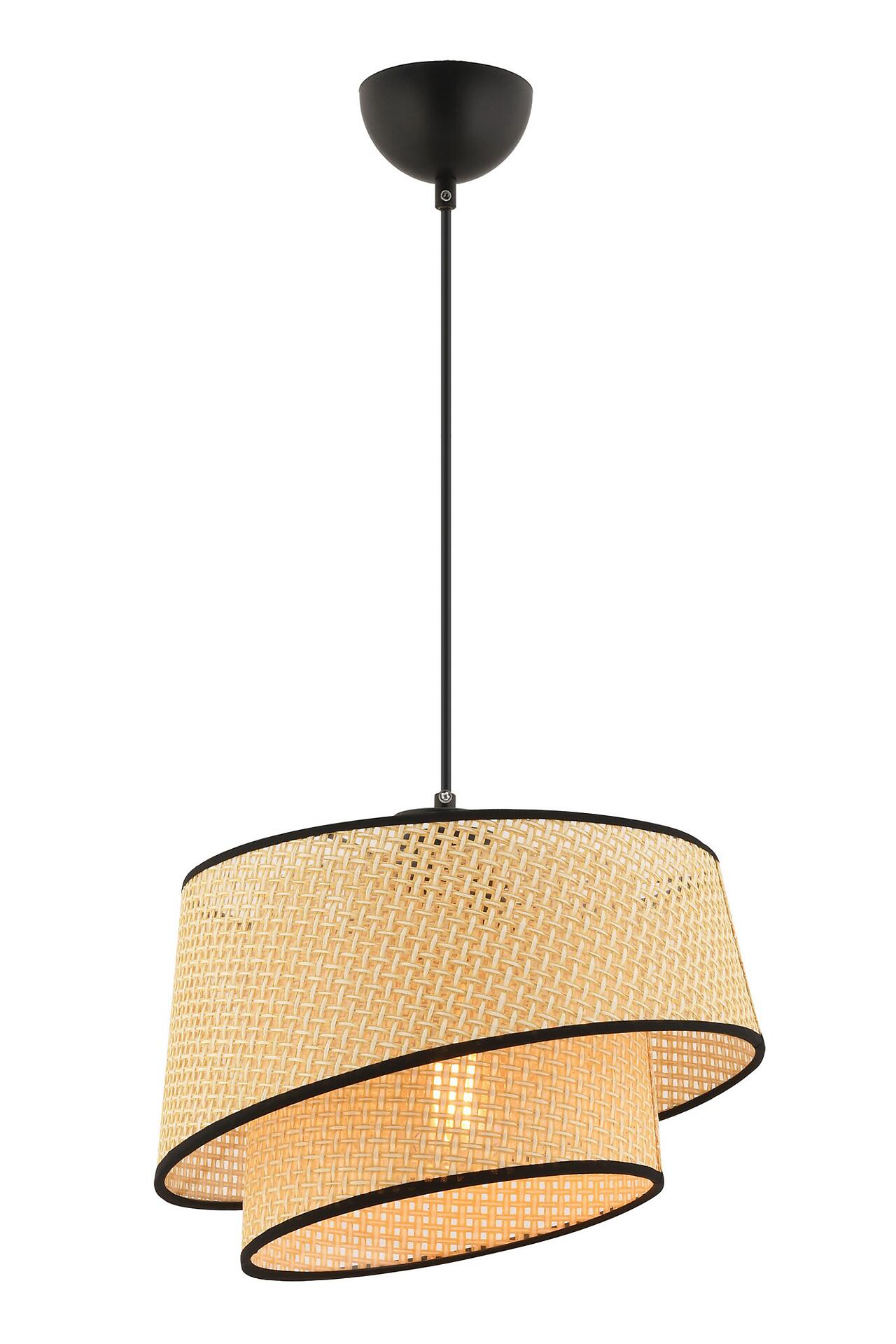 Opviq Pendelleuchte Barette schwarz kamel Stoff Metall B/H/L: ca. 32x65x32 cm E27 1 Brennstellen