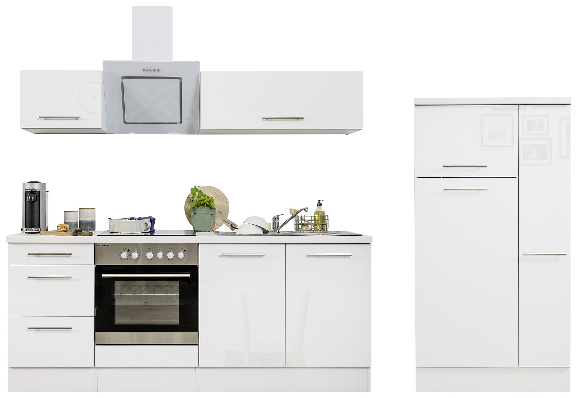 Respekta Küchenblock Amanda weiß Hochglanz B/H/T: ca. 300x200x60 cm