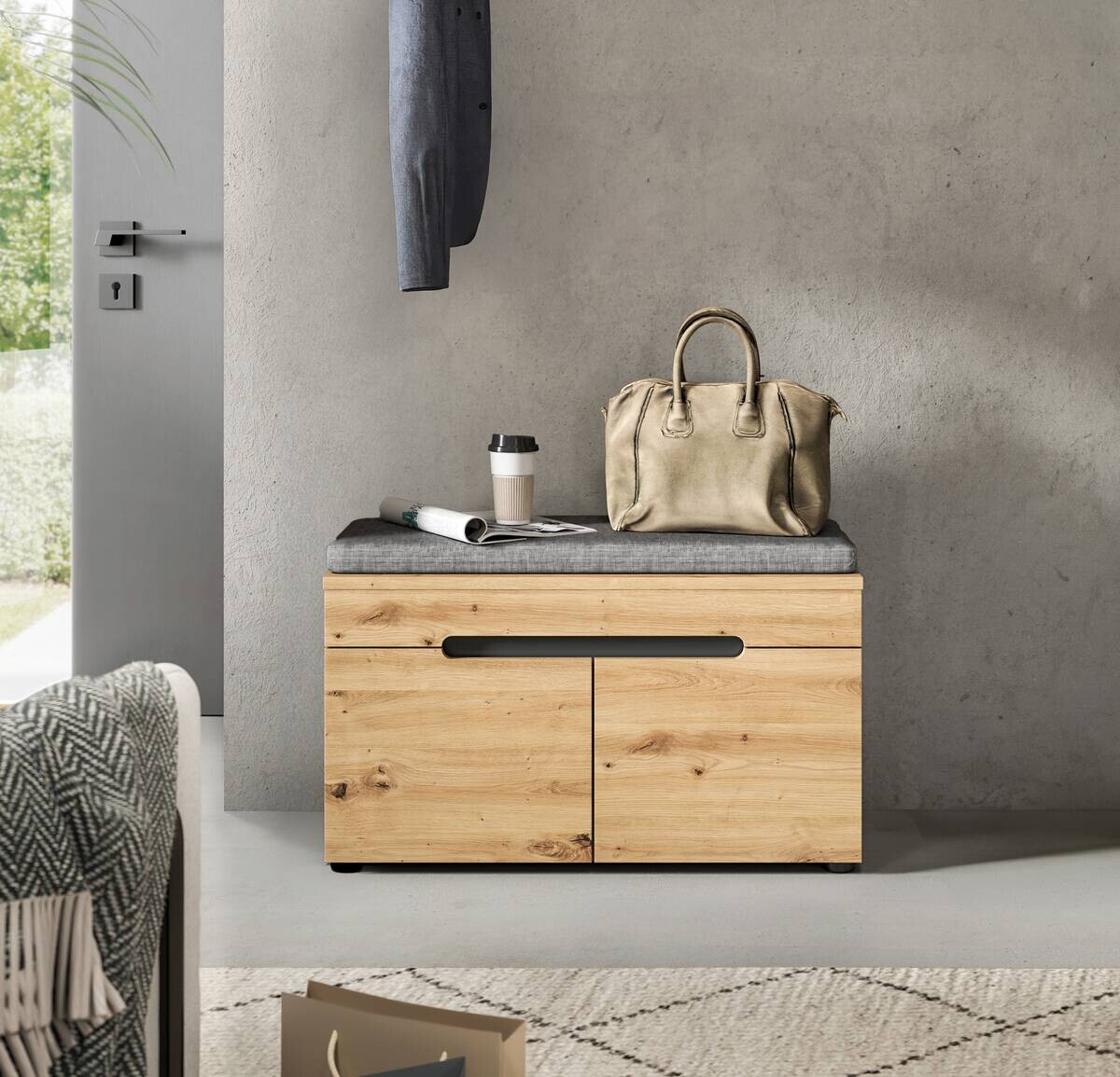 Sitzbank Canu basaltgrau Nachbildung Artisan Nachbildung B/H/T: ca. 80x45x37 cm