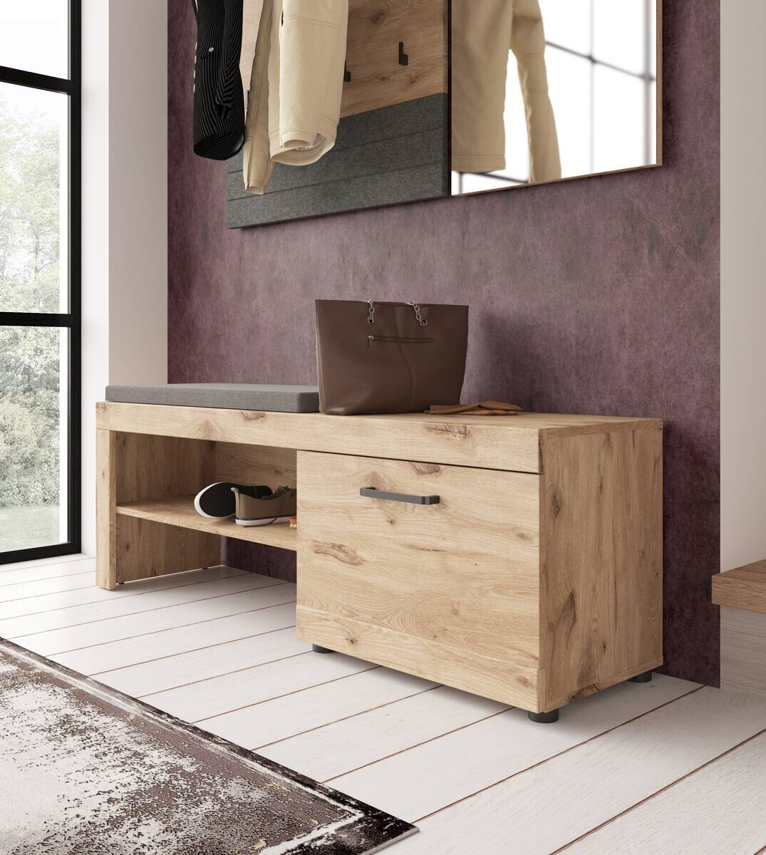 Sitzbank Roxy Eiche Viking Nachbildung B/H/T: ca. 139x52x38 cm