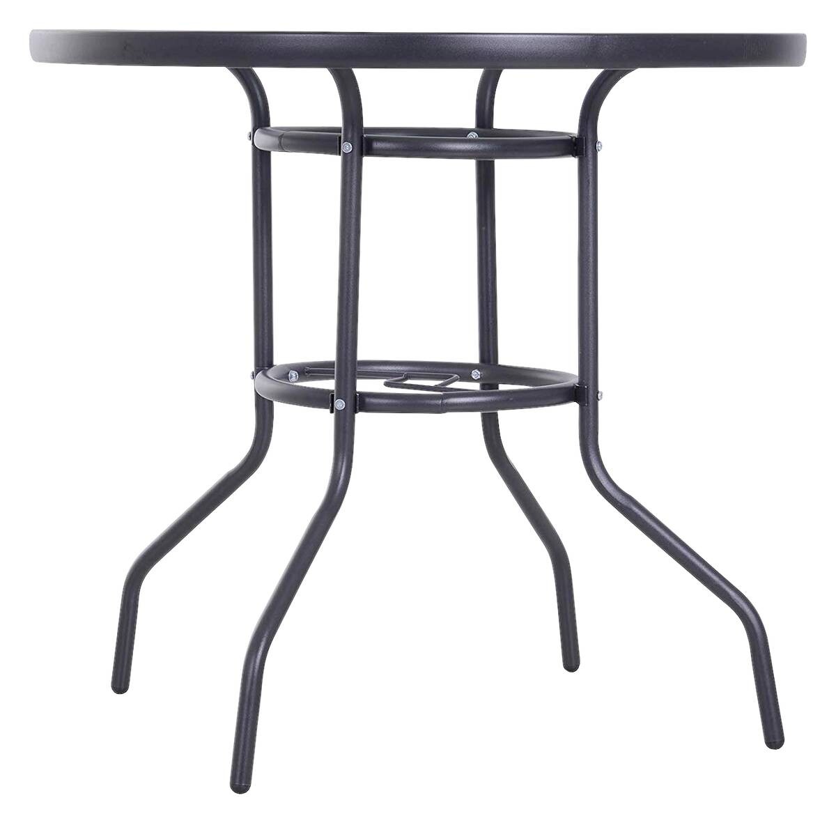 Outsunny Gartentisch schwarz Stahl H/D: ca. 72x80 cm