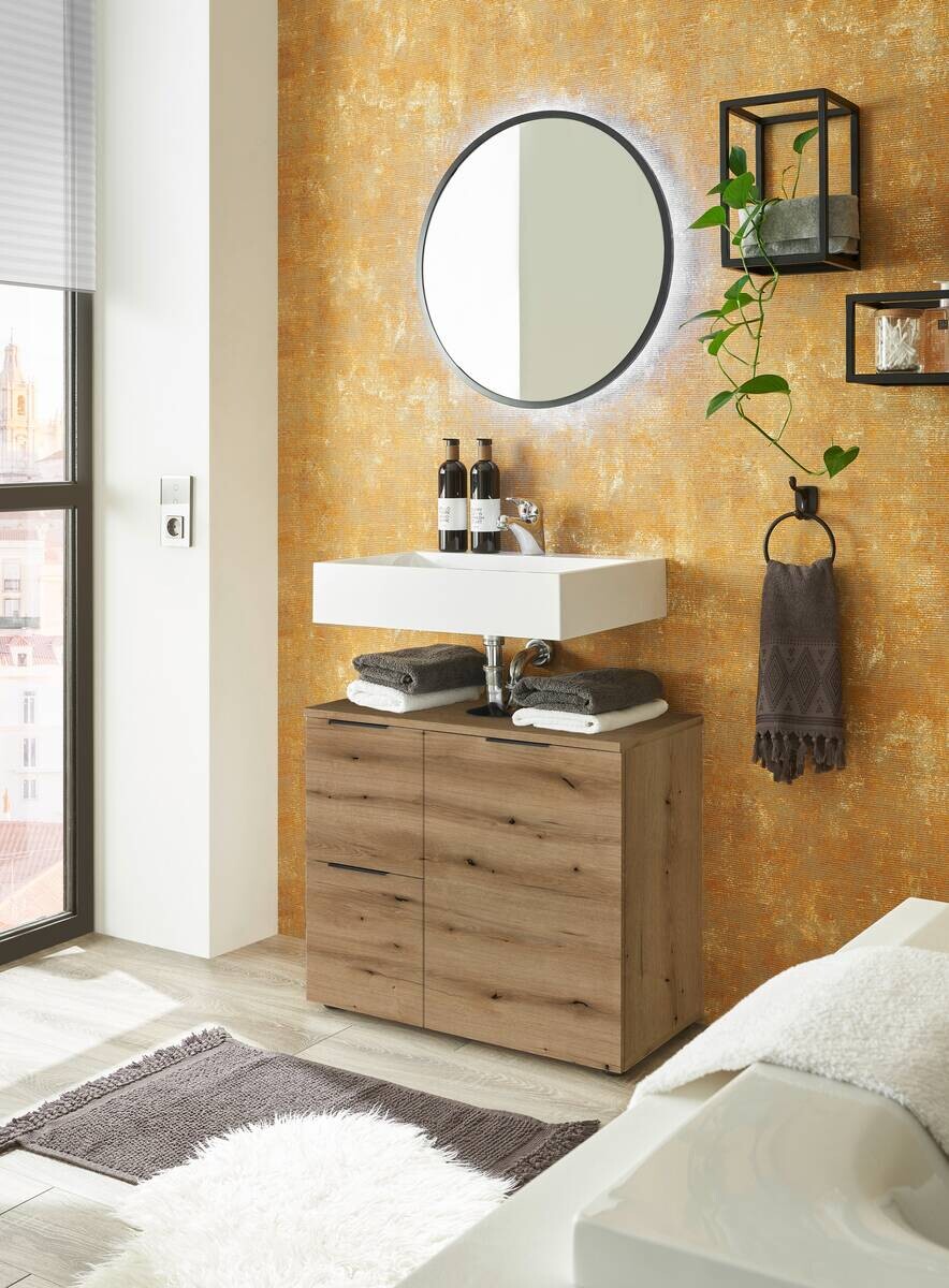 Waschbeckenunterschrank Porto Eiche Evoke Coast Nachbildung B/H/T: ca. 70x60x35 cm