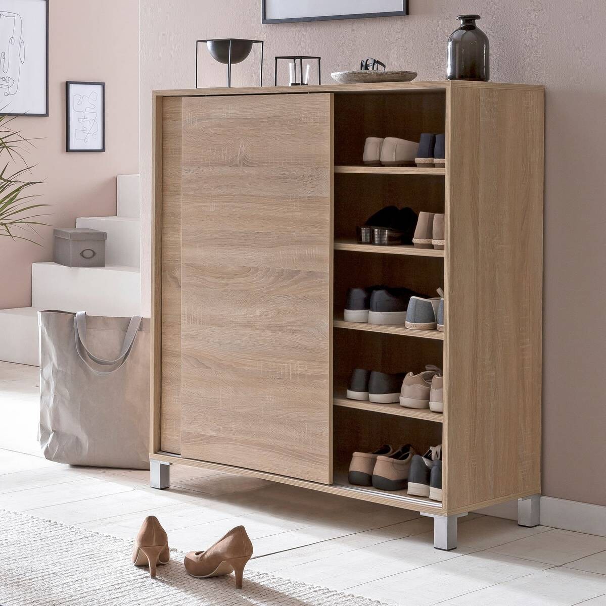 Schuhschrank Eiche Sonoma Nachbildung B/H/T: ca. 100x108x37,5 cm